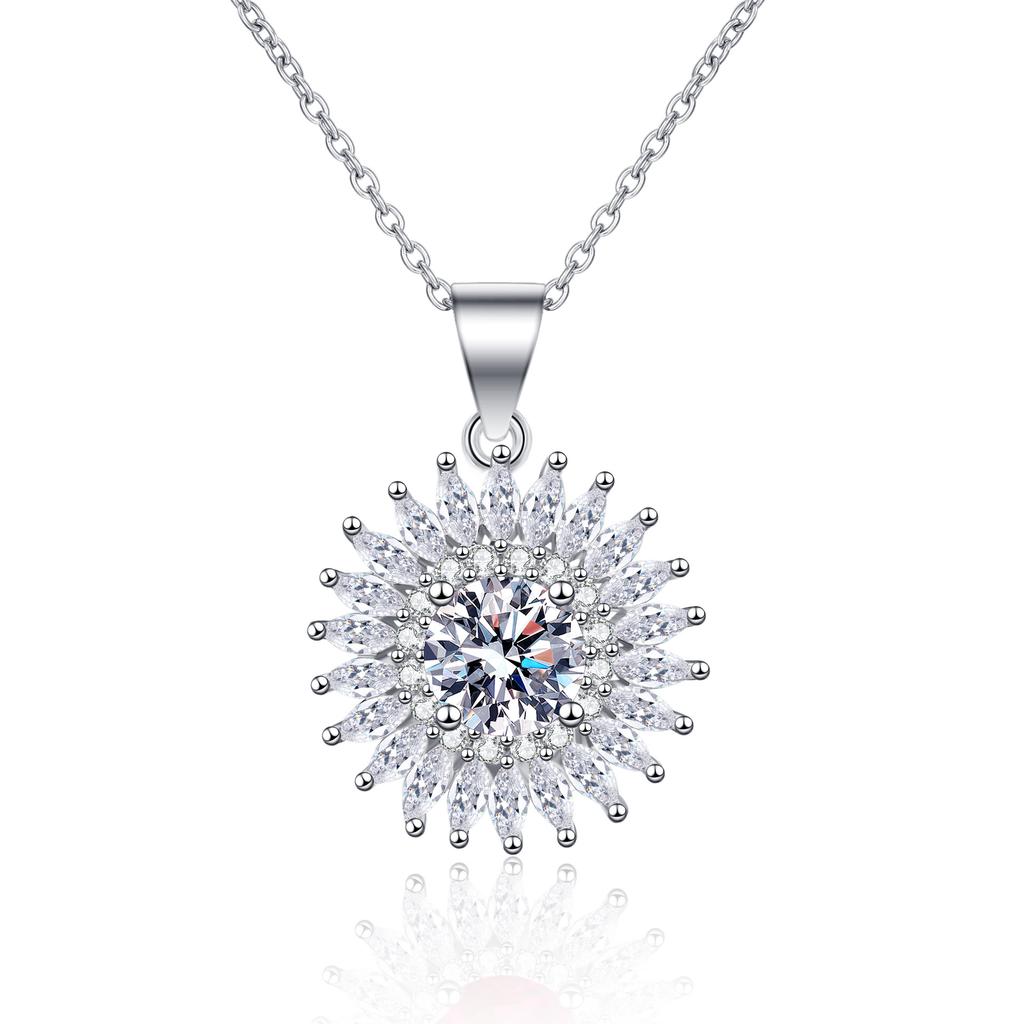 Neu Diamant Set Frische Blume Anhänger Mode Einfache Halskette