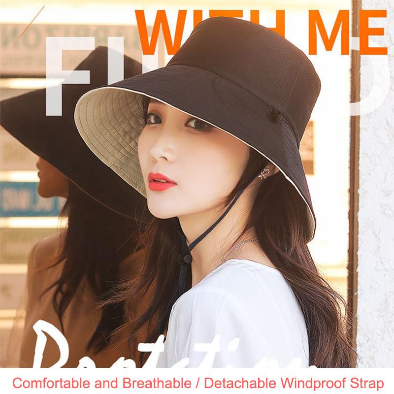 Reversible Sun Hat For Women - Wide Brim Sun Protection Bucket Hat, Spring And Summer Style