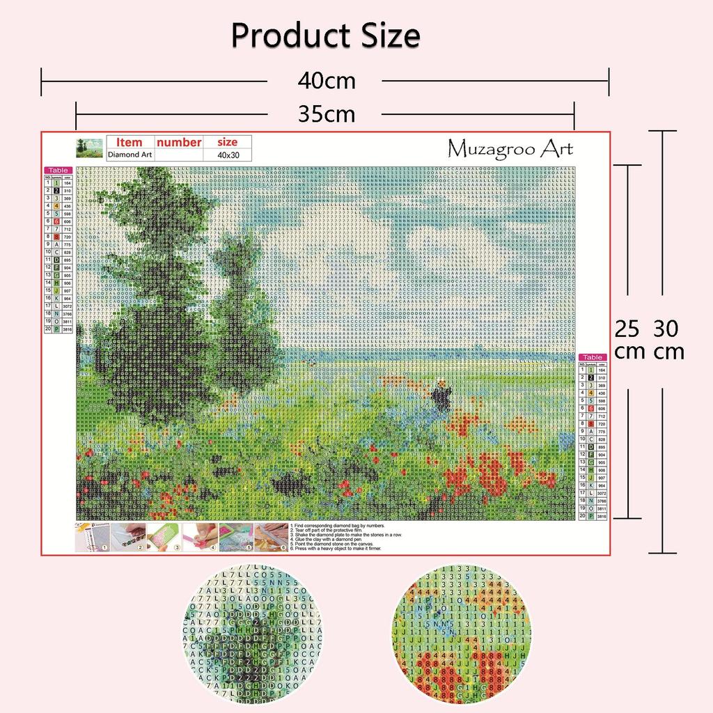 Muzagroo Art DIY Diamond Painting Kit for 5D Diamond Art Kit for Diamond Painting by Monet Diamond Arts and Crafts for Living Wall Art Set Adults,