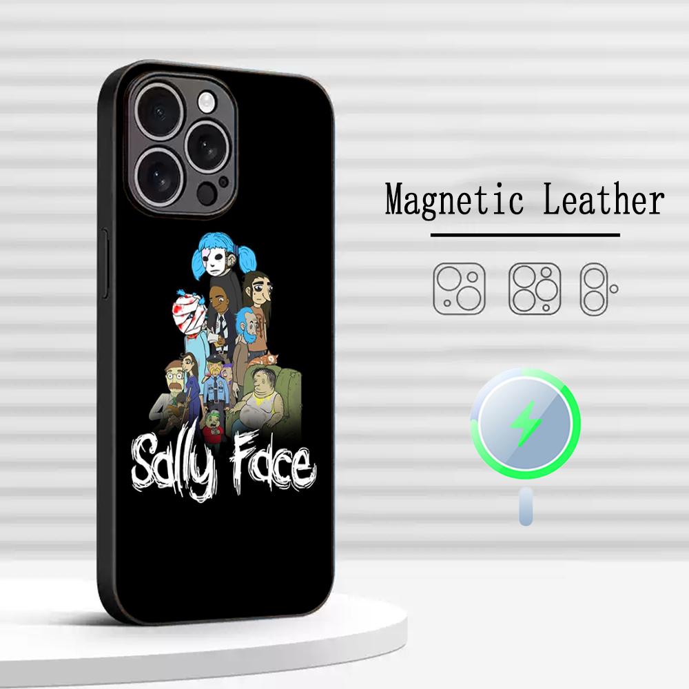 American Sally Face Retro Fashion Phone Case For iPhone 17 16 15 14 13 12 Plus Pro Max High-end Luxury Magsafe Sheepskin