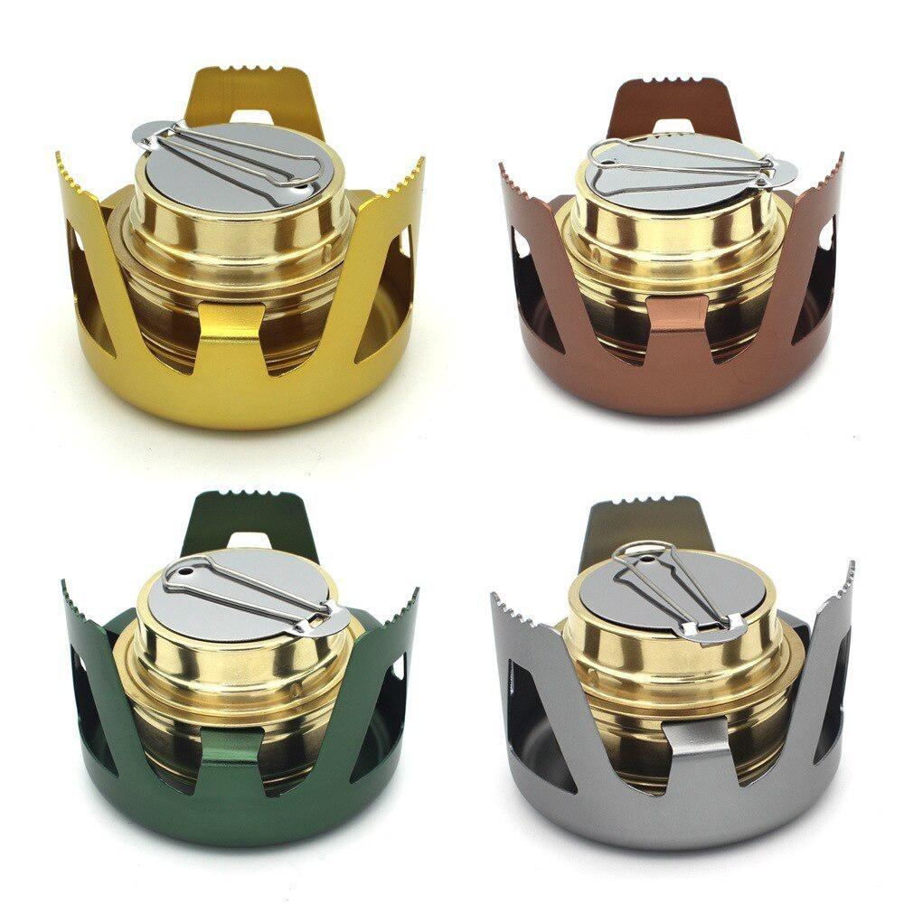 Outdoor Camping Brass Stove with Aluminum Stand Cover Portable Boiling Water Stove Bracket