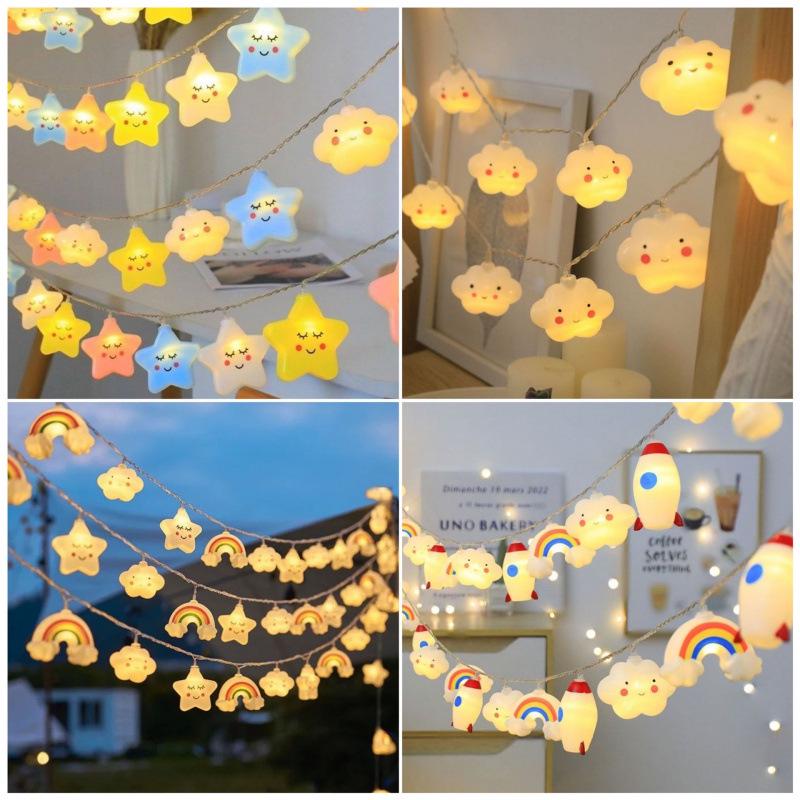 LED Smiling Cloud & Star String Lights for Children's Bedroom Decoration