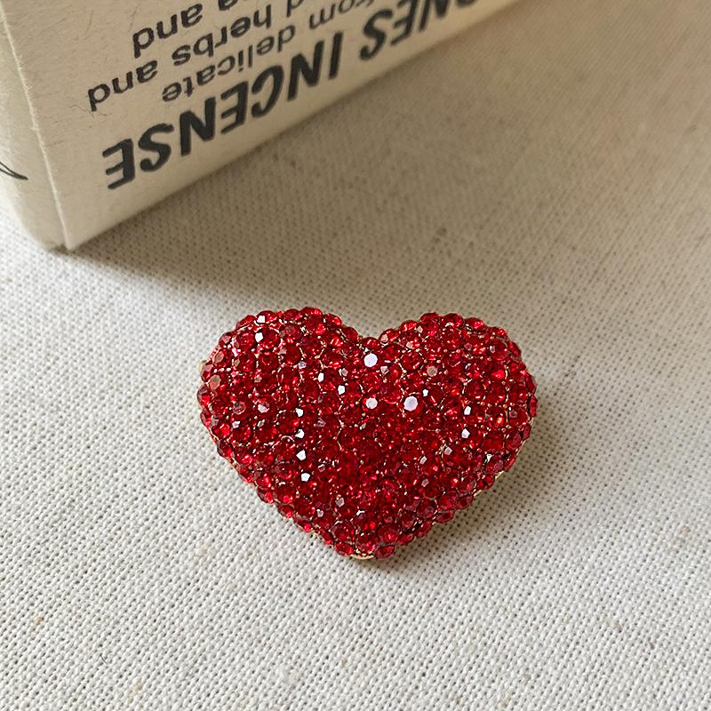 Full Diamond Red Love Brooch, High-End Women'S Brooch Pin Fixed Clothes Design Sense Niche Exquisite Autumn And Winter Accessories