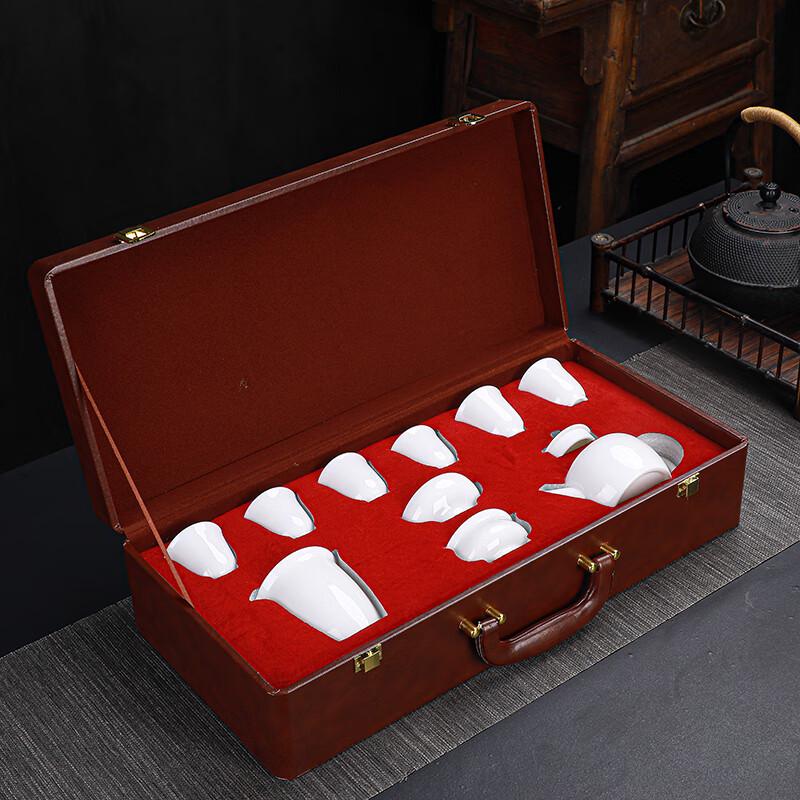 

Tuopai 10-Piece Glossy Mutton-Fat Jade Ceramic Tea Set