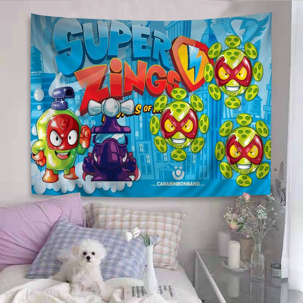 Cute Cartoon Super Zings DIY Wall Tapestry Hanging Tarot Hippie Wall Rugs Dorm INS Home Decor