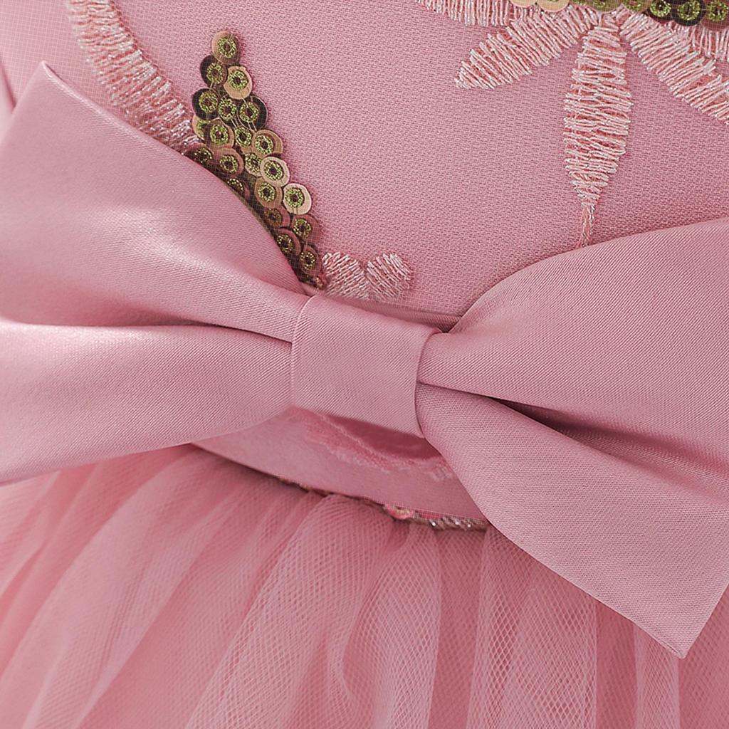 Infant & Toddler Sequined Princess Birthday Dress with Puff Skirt & Embroidery