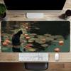 Schwarze Katze im Teich Mauspads Große Computertastatur Mauspads Cartoon Gaming PC Laptop Schreibtischmatte Büro Zubehör Tischsets