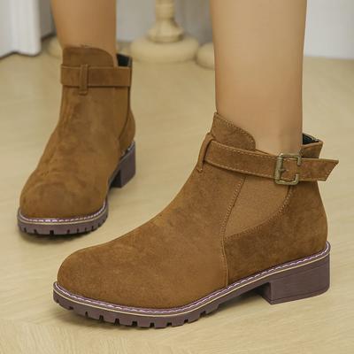 Fashion Women's Shoes High Quality Belt Buckle Women's Boots Fashion Plus Size Modern Boots Women Hot Sale Round Toe Naked Boots
