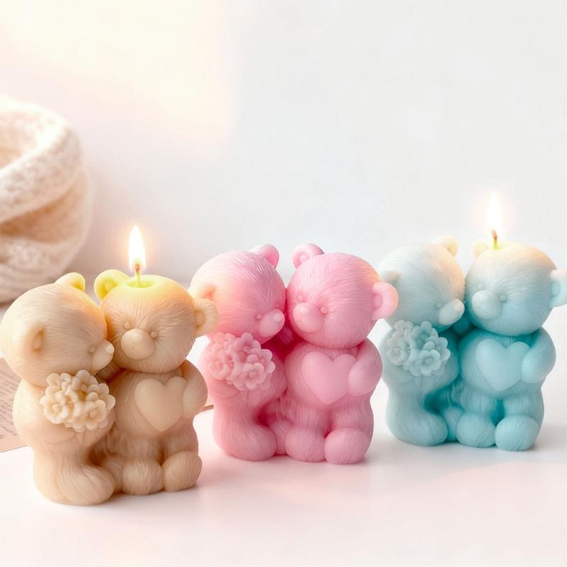 Couple Bear Silicone Soap Mold For DIY Valentines Gift Mould