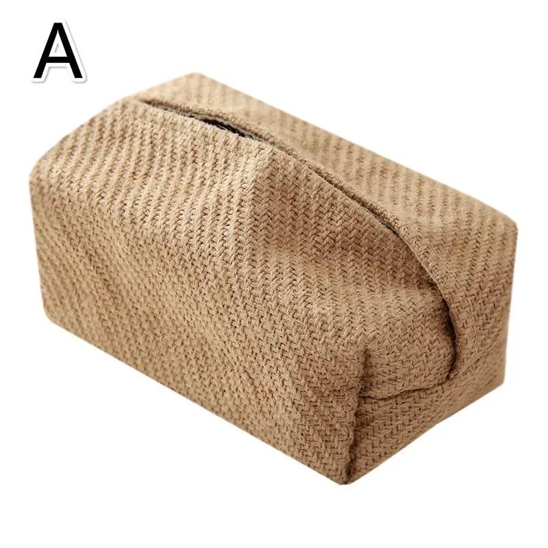 Kreativt hjem Stue Spisebord Tissue Boxes Bomull Lin Cloth Art Tissue Box Enkel Papir Box Oppbevaringspose Hjemmeutstyr
