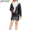 BITCED Autumn/Winter Faux Fur-Lined Leather Jacket for Women with Fleece Lining, Long Sleeves, Warm Coat, Casual Style