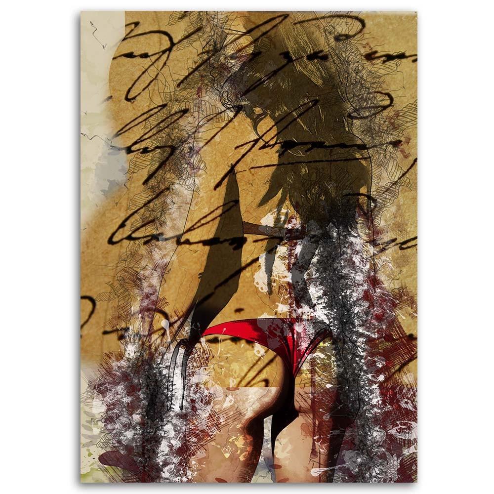 Canvas Print, Woman In Vintage Bikini