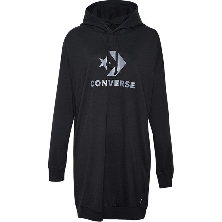 Converse Oversized PO Hoodie Jersey Dress Long Sleeved Dress Women s Black 10017788-A01 M