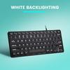 Teclado retroiluminado Perixx Mini con cable USB, diseño ultrafino, caracteres grandes, LED blanco brillante, diseño en inglés garantizado, teclado PERIBOARD-332