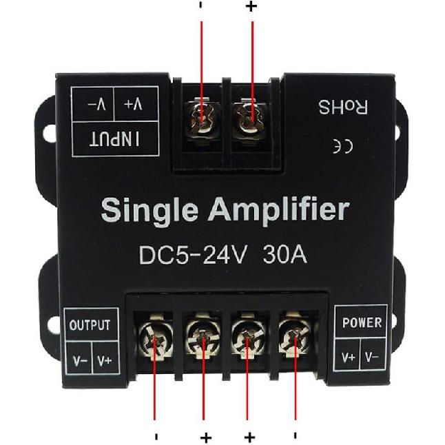 Single Color 30A 1 Channel Signal Controller COB FCOB 2835 3014 3528 5050 LED Strip Signal Amplifier for Long Distance LED Projects - DC5V DC12V
