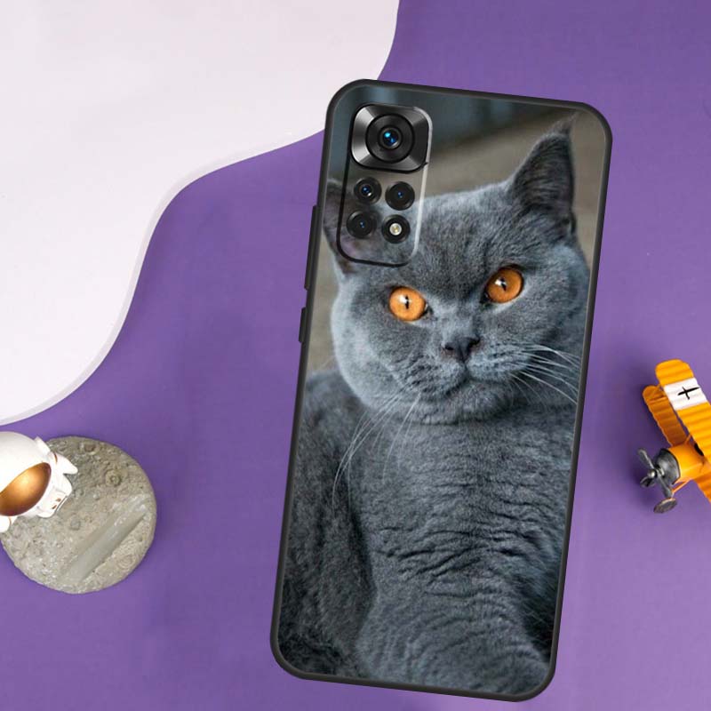 Beautiful Grey British Shorthair Cat Case For Xiaomi Redmi Note 13 Pro 14 12 9 10 11 Pro 10S 11S 12S Redmi 10C 13C 14C 12C Cover