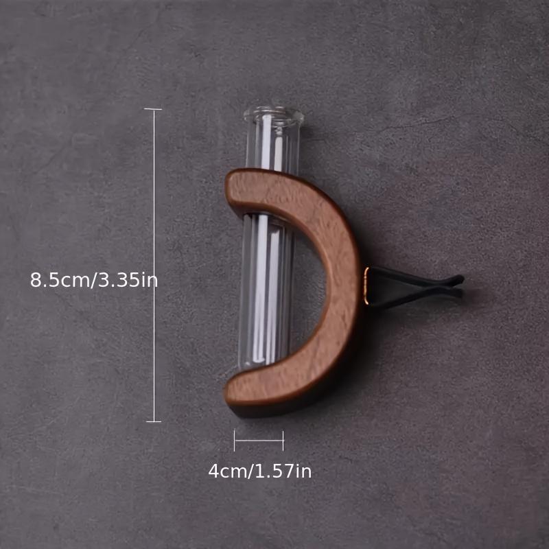 Test Tube Solid Wood Vase Mini Bonsai Vase Plant Floral Container Plant Breeding Station Mini Glass Car Flower Vase Car Decor