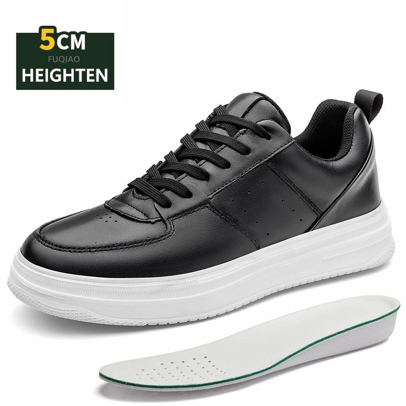 

Summer New Elevator Men s Shoes Invisible Height Increase Casual Black White Leather Sneakers Comfortable Breathable Lift Sports 36