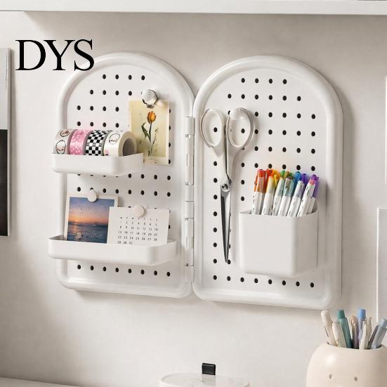 Wall Mounted Pegboard Organizer Perforated Board Storage Rack, Foldable Plastic Organizer, No Peg for Office Drilling Shelf Home Desk And Rack