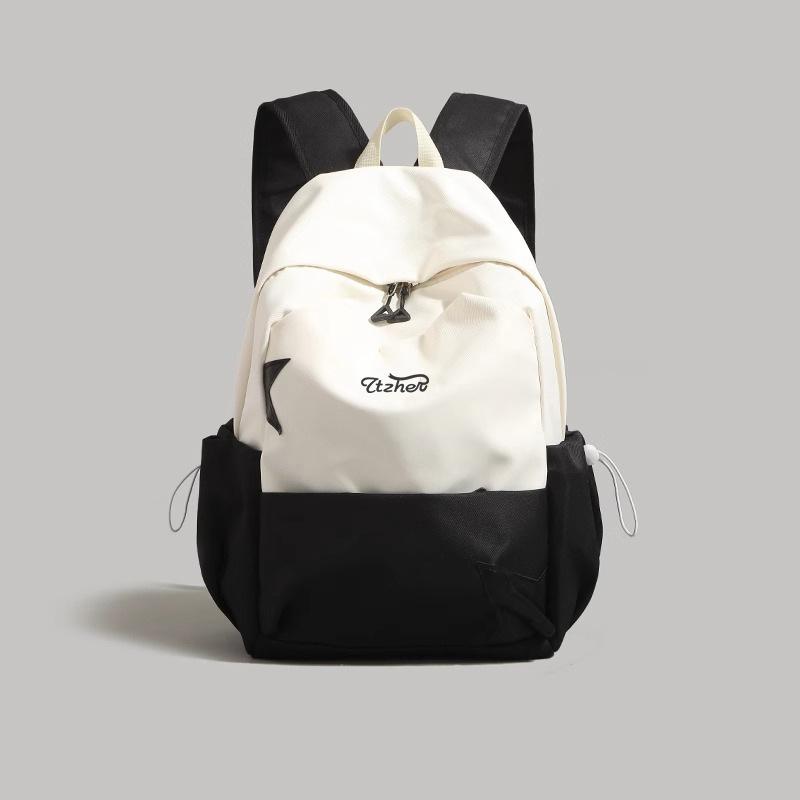 Contrasting color 2025 new female college student schoolbag large capacity lightweight short-distance travel backpack women's backpack