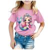 Girls Adorable Mermaid Princess Print Tshirt Summer CrewNeck ShortSleeved Soft Polyester Fabric Kids Top Clothing