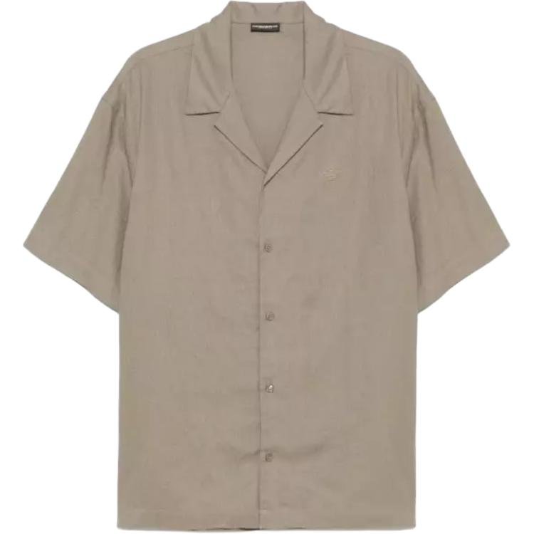 Emporio Armani Solid Color Short Sleeve Button Shirt Men shirts Gray EM000593-AF12356-U6189