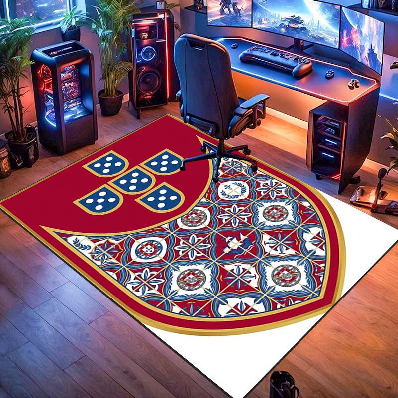 Royal Emblem Checkerboard Background carpet Living room and bedroom mats Suitable for all seasons Doormat Protective pad Fashion