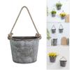 Retro Tin Wall Mounted Flower Pot Container For Indoor Outdoor Decoration With Rust Resistant Coating And Sturdy Hook