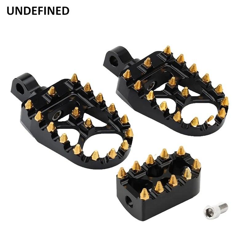 Golden MX Style Foot Pegs Wide Footrests Pedals Gear Shifter Peg For Harley Dyna Fatboy Street Bob Sportster 883 Softail Bobber