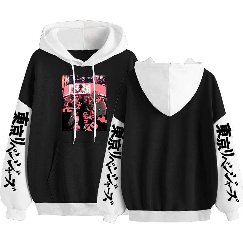 Men Hoodie Anime Tokyo Revengers Mikey Draken Printed Hoodies Harajuku Patchwork Korean Oversized Crewneck Pullover Sweatshirts