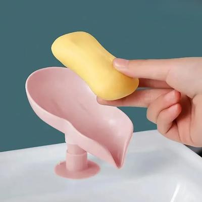 Leaf Shaped Soap Dish Automatic Drainage Soap Saver Bathroom Organizer Holder for Shower Sink Countertop Home Decor