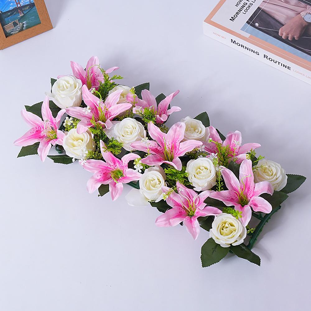 18Pcs/bundle 43cm Artificial Flowers Shooting Prop Rose&lily Artificial Rose Lily Flowers Wall Arches Decor Party Stage Supplies