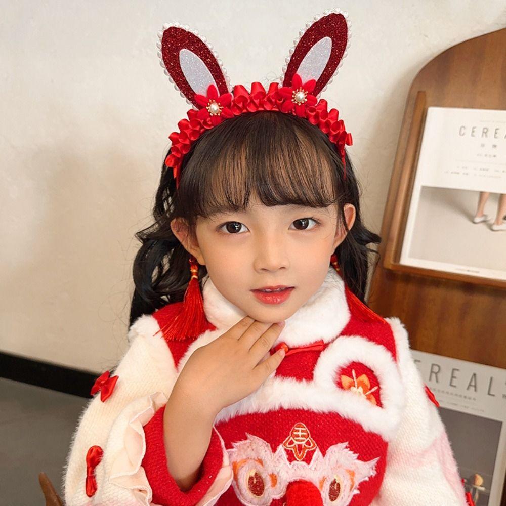 Year Hair Hoop Rabbit Ear Hair Hoop Korean Style Hair Band Children's Headband Cat Ear Hair Hoop