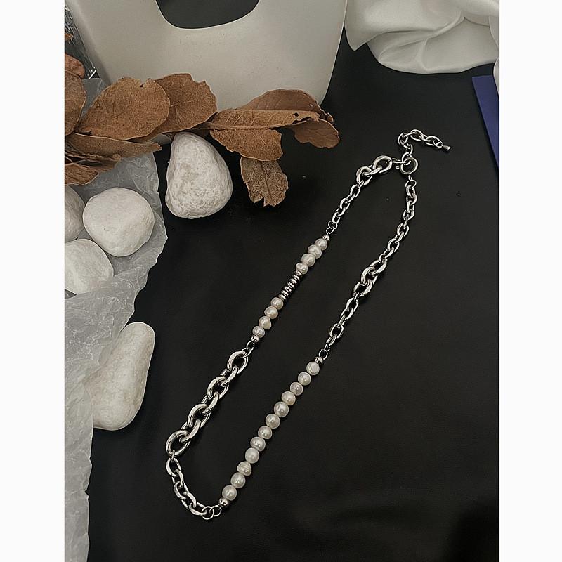 Collier à chaîne perles d'inspiration vintage style géométrique fait main pour homme et femme