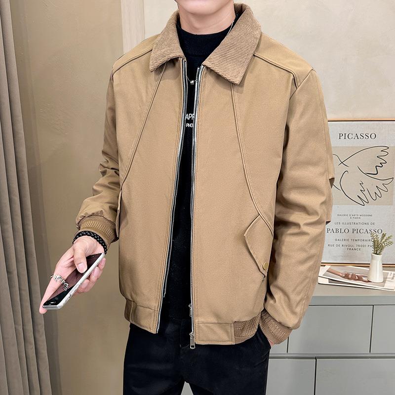 % White Duck Down Fake Two-piece Down Jacket Men's Winter Retro Loose Lapel Jacket Men's