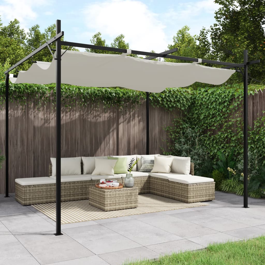 Pergola with Sliding Roof Cream 295 X 292 X 230 Cm
