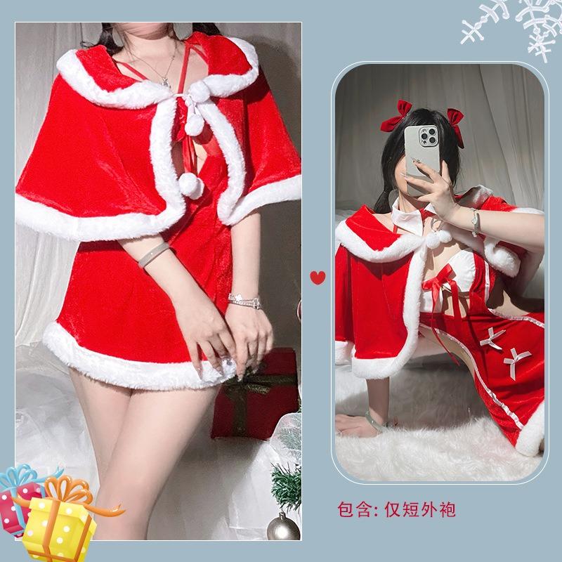 Sexy new year's day christmas uniform sexy lingerie velvet nightdress cosplay new c robe suit