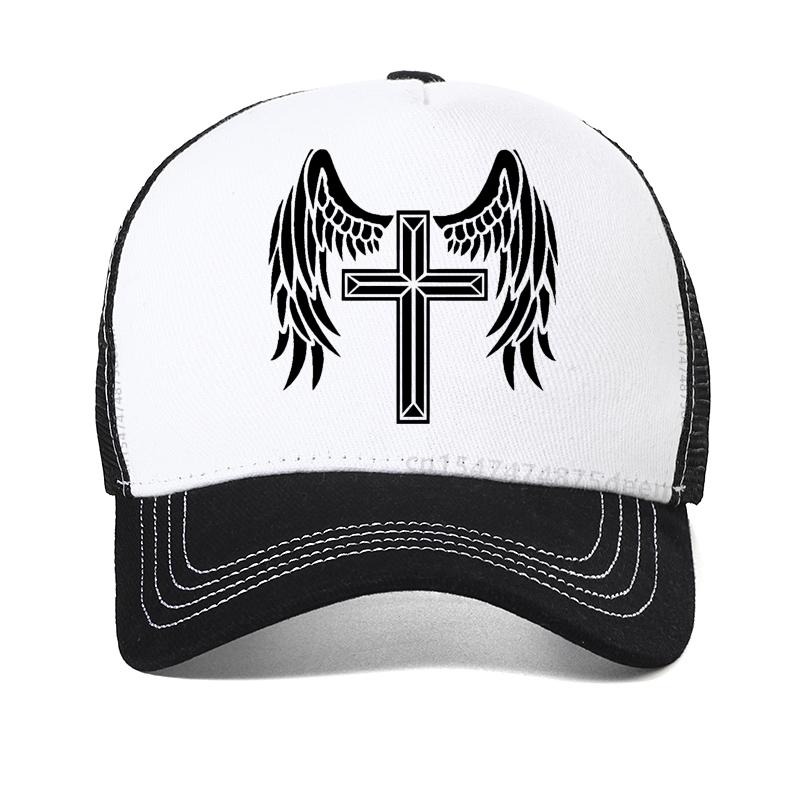 

Angel Will Protect You caps fashion unisex The Cross Jesus Christ printing Baseball Cap Cool Fashion Summer visor Trucker hat Adjustable