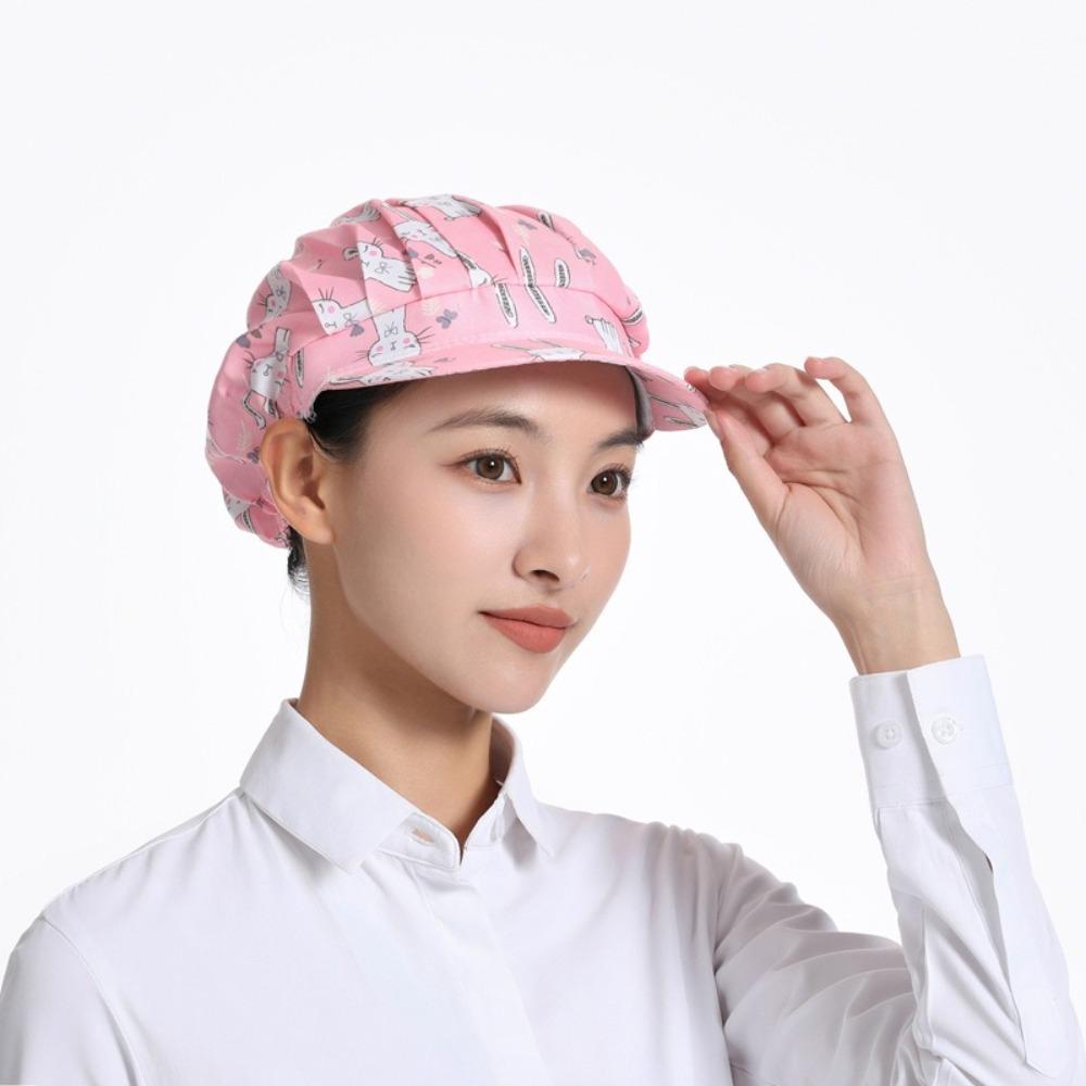 Dust Proof Chef Hat Flower Printed Sanitary Cap New Work Cap  Hotel Restaurant