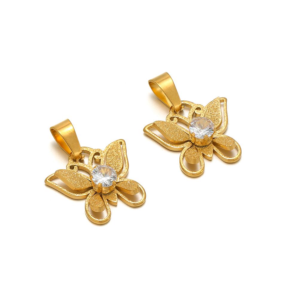 5Pcs Stainless Steel Metal Heart Flower Butterfly Cubic Zircon Charms for Necklace Bracelet DIY Jewelry Pendants Earrings Making