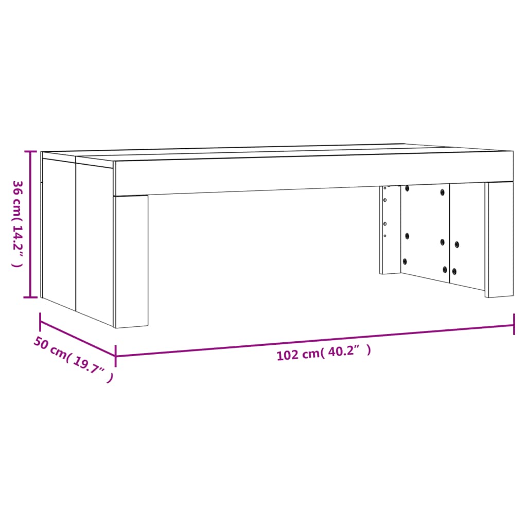 Coffee Table Gray Sonoma 102 X 50 X 36 Cm Engineered Wood