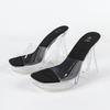 Women's 12CM Fashion Car Model Heels - Sexy Transparent Thick Heel Crystal Slippers, Non-Slip Square Toe Wedding & Party Shoes