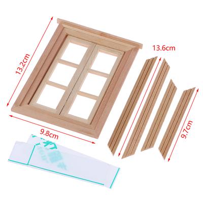 1Set 1:12 Dollhouse Miniature Unpainted Window Frame 6 Panes Of Window Furniture Model Decor Toy Doll House Accessories
