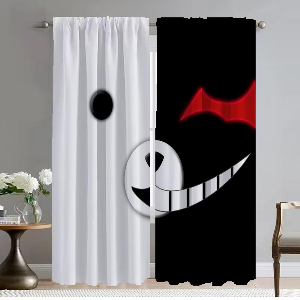 Blackout Curtain for Room 2 Panel Danganronpa - Monokuma Halloween Decoration Partition Anti-mosquito Curtains Shades Living