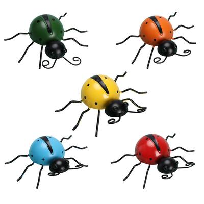 Outdoor Decorations Rustic Wall Sculptures Statues Wall Art Metal Ladybugs 3D Garden Wall Decor