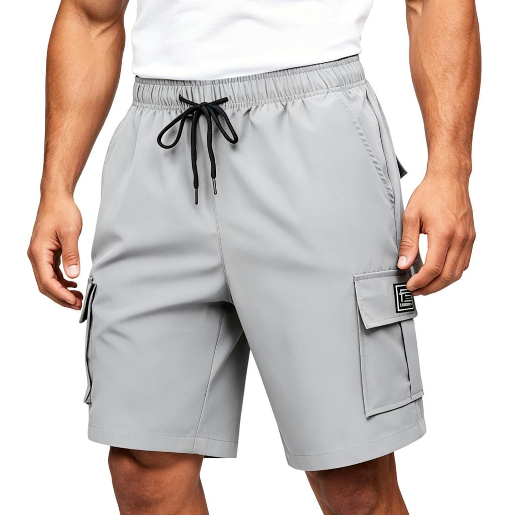 Pantaloncini Cargo Casual da Uomo con Coulisse in Vita e Tasche Multiple Vestibilità Rilassata Leggeri da Cinque Pollici per Attività all'Aperto