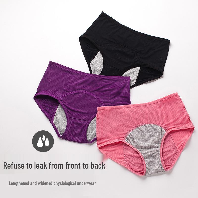 European & American Multi-color Mesh Breathable Mid-High Waist Leak-Proof Menstrual Period Underwear for Women