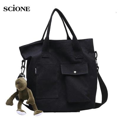 Canvas Bag Handbags New Solid Color Portable Tote Bag Shoulder Messenger Bag Tide