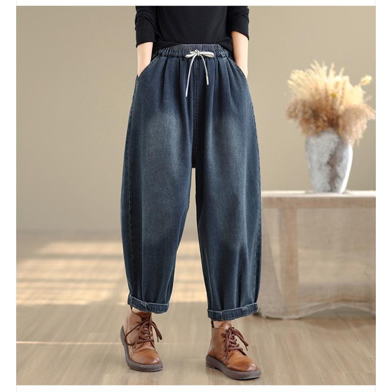 DIMANAF 2025 Autumn Winter Plus Size Women Jeans Cotton Denim Long Pants Vintage Bottoms