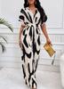 European & American Women's Full Print Batwing Sleeve Wide Leg Jumpsuit - Fashionable & Versatile
